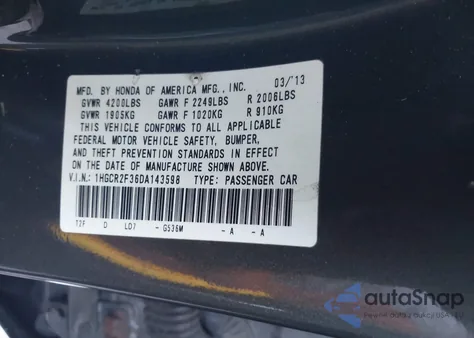 2013 Honda Accord Lx from USA, damaged, VIN 1HGCR2F36DA143598